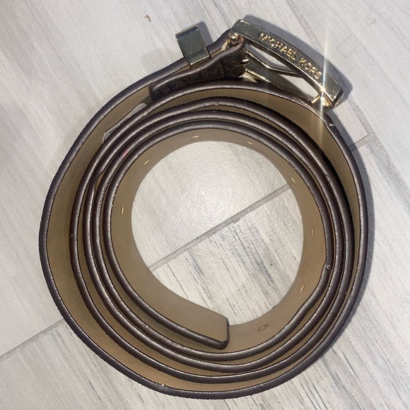 Michael Kors Monogram Brown and Gold Belt - Picture 4 of 7